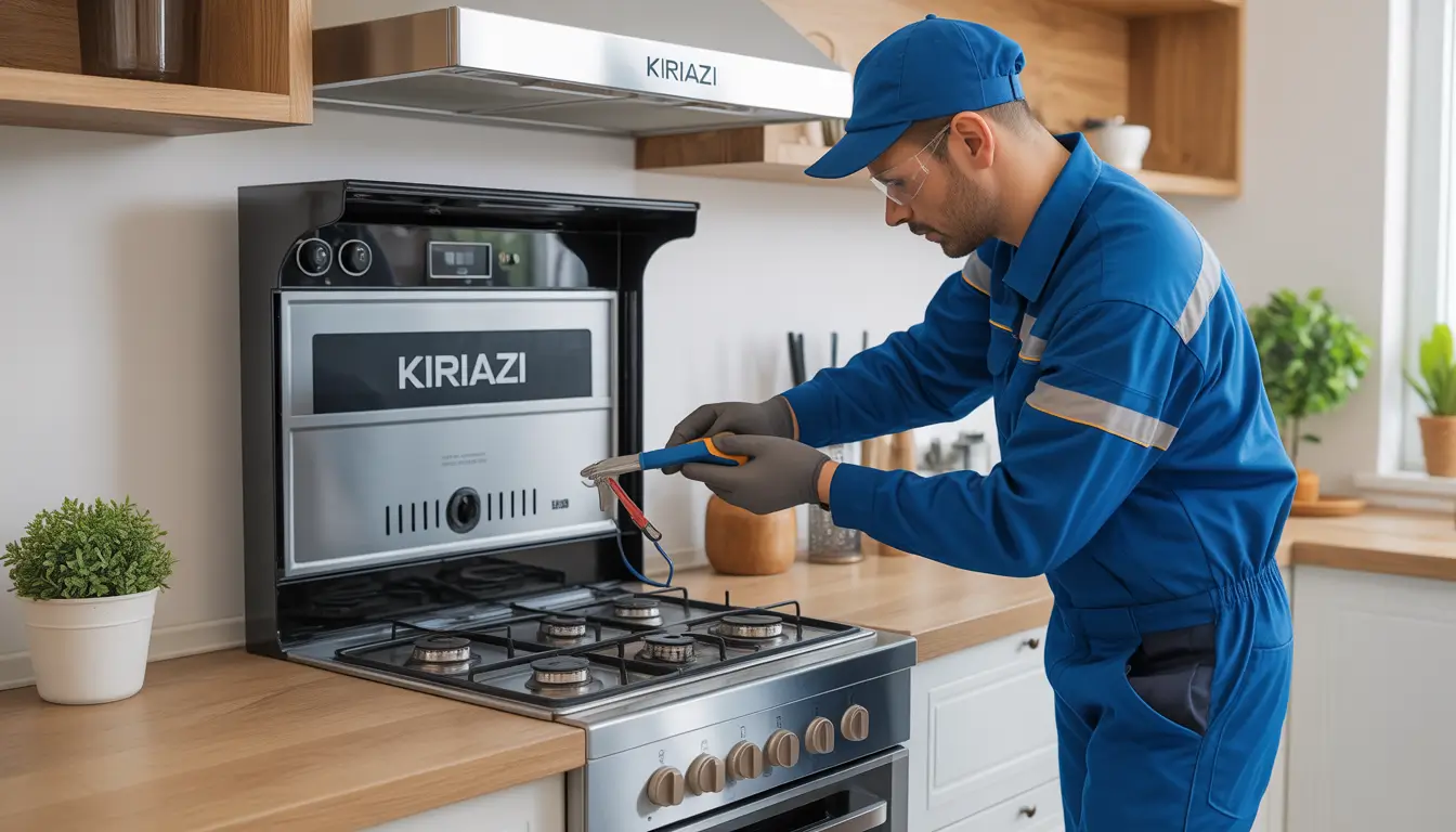 فني معتمد يقوم بصيانة بوتاجاز كريازي غاز