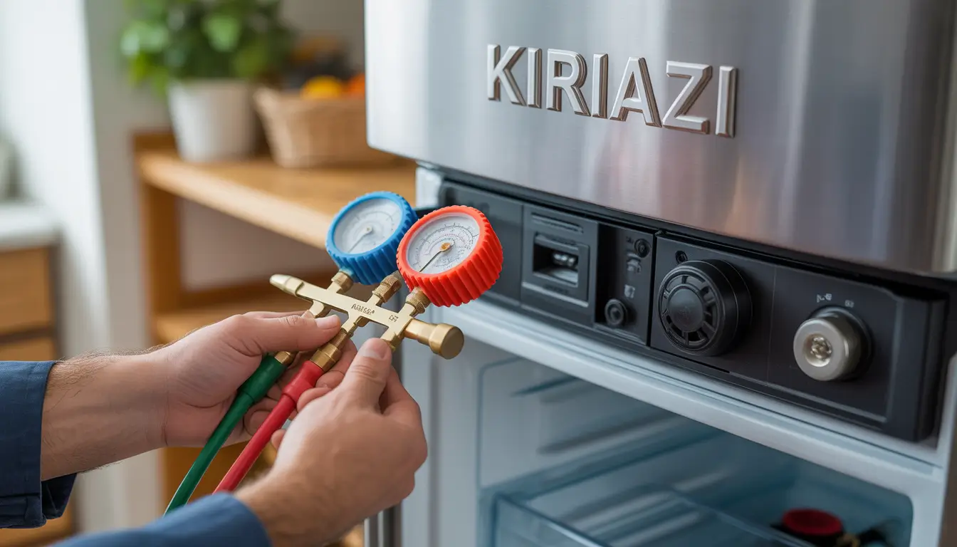 فني صيانة ثلاجات كريازي يقوم بإصلاح عطل تبريد